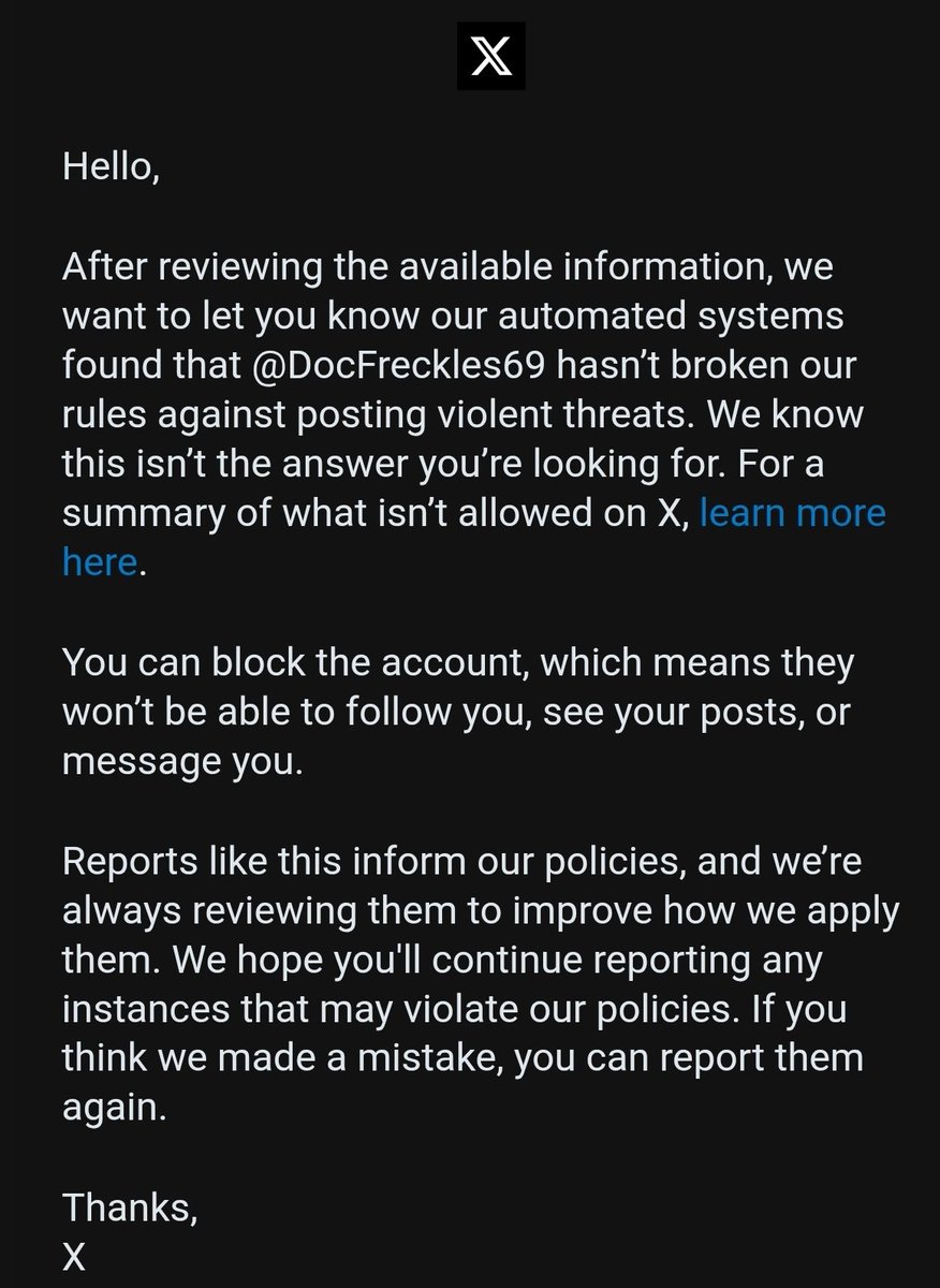 Hey <a href="/Support/">Support</a>,

WTF? 

HOW CAN THIS ACCOUNT NOT BE BREAKING YOUR RULES BY CALLING FOR THE ASSASSINATION OF THE PRESIDENT OF THE UNITED STATES <a href="/realDonaldTrump/">Donald J. Trump</a>? 🤷‍♂️

<a href="/Support/">Support</a> response on the right. 👇