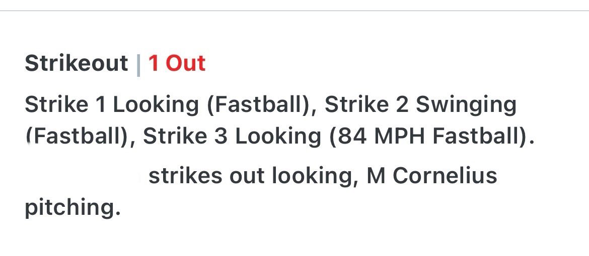 Merrik_Corn's tweet image. 6.0 IP 10k&apos;s 1H 1ER  2-1 loss (7 innings) o South Warren in State Semi Finals 
FB 82-84
Sldr 72-74
CB 67-69
@BoyleCoBaseball @ApproachBB @PPL_Main @PrepbaseballKY 
@12thSports