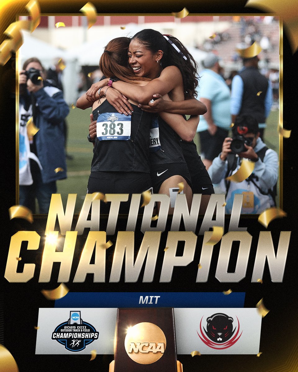 NCAA Division III (@ncaadiii) on Twitter photo NATIONAL CHAMPIONS🏆
<a href="/MITAthletics/">MIT Athletics</a> finishes strong to win the women's 4x400m relay with a time of 3:41.59!
#WhyD3 | #D3tf NATIONAL CHAMPIONS🏆
<a href="/MITAthletics/">MIT Athletics</a> finishes strong to win the women's 4x400m relay with a time of 3:41.59!
#WhyD3 | #D3tf