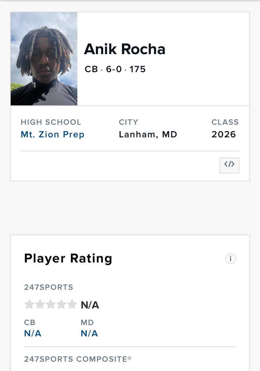⭐️Anik “Ace” Rocha⭐️ (@anikrocha0) on Twitter photo Thank you <a href="/JordanDavisHill/">Jordan D. Hill</a> for the 247 profile! Still got more work to do.
<a href="/mzpafootball/">Mt. Zion Prep Sports Academy</a> <a href="/CoachStaySharp/">Coach Moss</a> Thank you <a href="/JordanDavisHill/">Jordan D. Hill</a> for the 247 profile! Still got more work to do.
<a href="/mzpafootball/">Mt. Zion Prep Sports Academy</a> <a href="/CoachStaySharp/">Coach Moss</a>