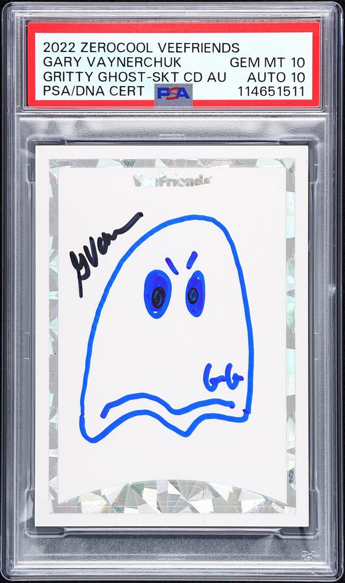 AtomicCoffeeBro's tweet image. 👻 Boo! Revealed at Collect-a-Con
Gritty Ghost 1/1 Sketch @VeeFriendsCards by @garyvee
The only Gritty Ghost card in the entire Series 1 set, and it’s a PSA 10!!!!