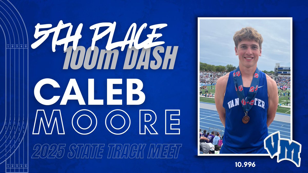 Congratulations to Caleb Moore on placing 5th in the Boys 100m Dash! 🌟 #VanMeter