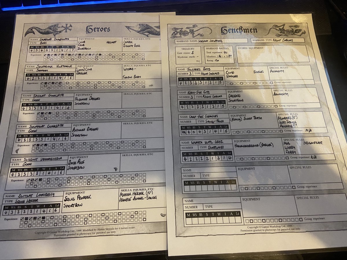 So incredibly excited for some #Mordheim tomorrow. Haven’t played a game in over a decade (if not longer) and haven’t been this excited in ages. New Warbands all built and painted, rosters all written and I’m like a kid on Christmas Eve #OldWorld #Warhammer