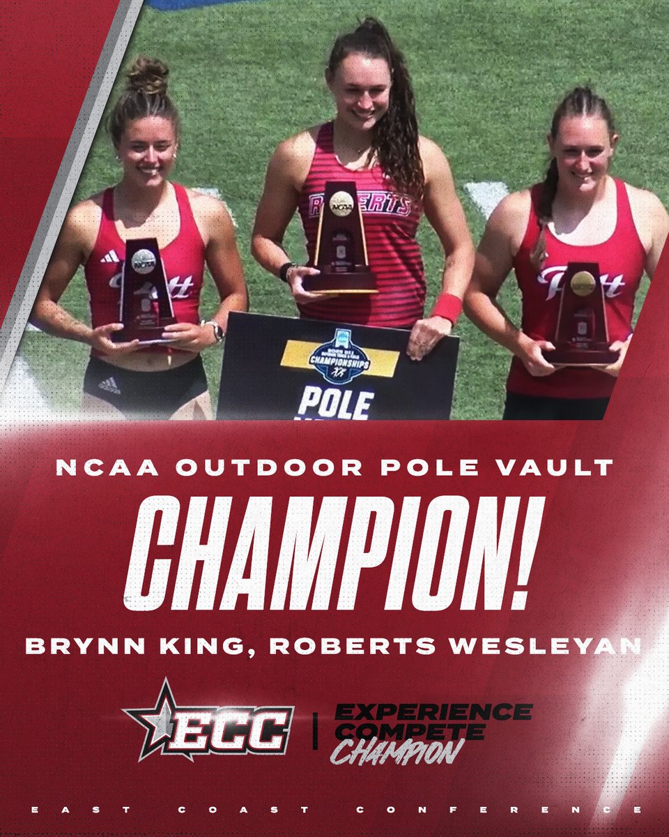 𝟐𝟎𝟐𝟓 <a href="/NCAADII/">NCAA Division II</a> 𝐓&amp;𝐅 𝐎𝐔𝐓𝐃𝐎𝐎𝐑 𝐏𝐎𝐋𝐄 𝐕𝐀𝐔𝐋𝐓 𝐂𝐇𝐀𝐌𝐏𝐈𝐎𝐍 - 𝐁𝐑𝐘𝐍𝐍 𝐊𝐈𝐍𝐆!

Brynn King (<a href="/RobertsRedhawks/">Roberts Redhawks</a>) defends her national title with a mark of 4.52m (14’ 10”)!

King has won the last 4 (!) NCAA PV titles between indoor ('24, 25) &amp; outdoor ('24, '25).