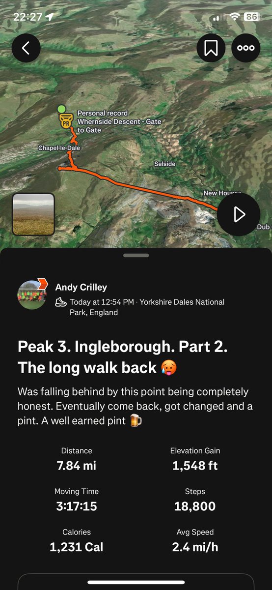 Three Peaks, one day, full rain, full effort. Absolutely broken, but buzzing.
Proper post tomorrow. Sleep first.

gofund.me/153b5868

#ThreePeaksChallenge #BrokenManWillBeBack #SleepNow