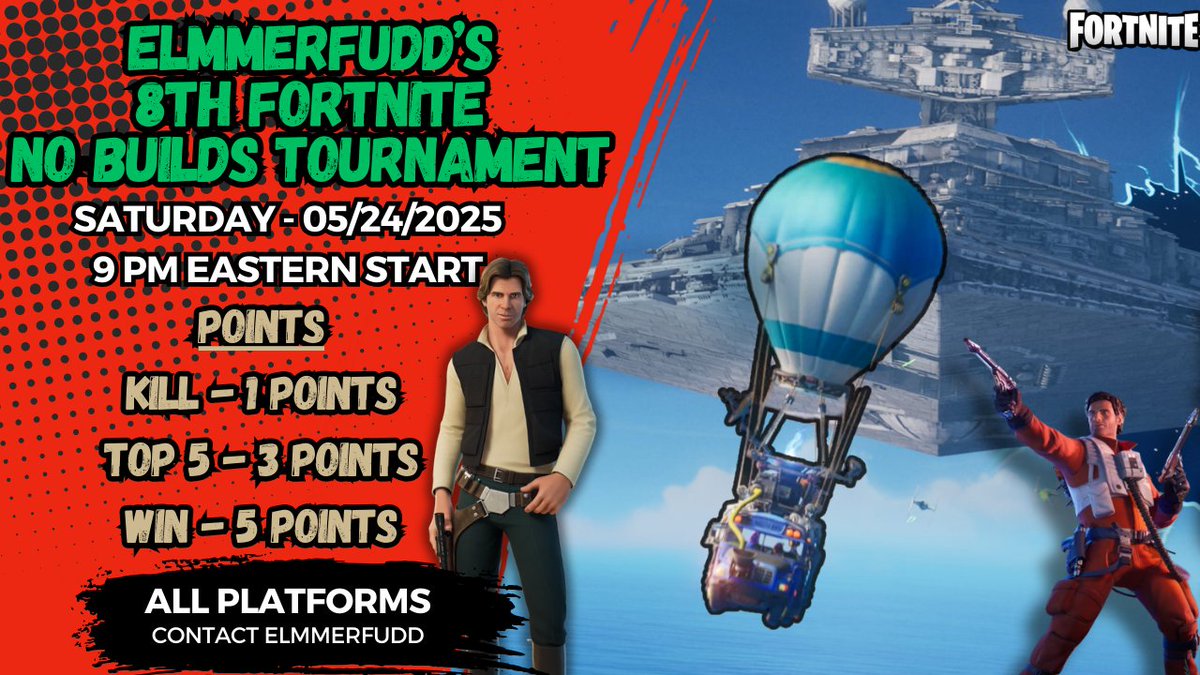 Chewy is going to carry me in the <a href="/ElmmerFuddGames/">ElmmerFuddGames</a> Fortnite kill race tonight!  Be sure to tune in, we just do these tournaments for fun and for free, &amp; your ALWAYS guaranteed a good laugh! 

Time: 9pm Eastern
Where: twitch.tv/elmmerfuddgames