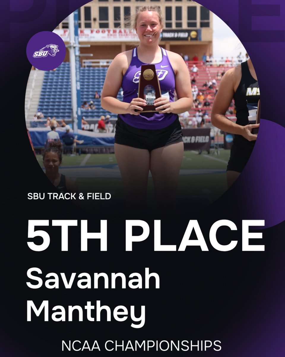 SBU Bearcats Athletics (@sbubearcats) on Twitter photo ‼️ALL-AMERICAN‼️
Savannah Manthey claims her first All-American award with a 5th place in the javelin!!
#RollCats #Nationals <a href="/GLVCsports/">Great Lakes Valley Conference</a> ‼️ALL-AMERICAN‼️
Savannah Manthey claims her first All-American award with a 5th place in the javelin!!
#RollCats #Nationals <a href="/GLVCsports/">Great Lakes Valley Conference</a>