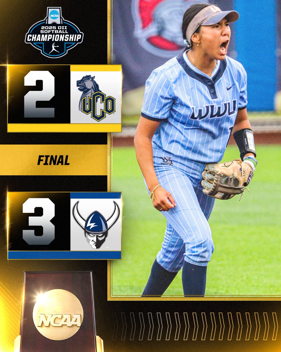 𝐕𝐈𝐊𝐈𝐍𝐆𝐒 𝐒𝐔𝐑𝐕𝐈𝐕𝐄 𝐀𝐍𝐃 𝐀𝐃𝐕𝐀𝐍𝐂𝐄❗️

Kanilehua Pitoy leads the way as <a href="/WWUAthletics/">WWU Athletics</a> clinch the third Semifinal spot to the #D2SB Championship with a 3-2 victory over Central Oklahoma! 

🥎: on.ncaa.com/25D2SBsp

#D2SB | #MakeItYours