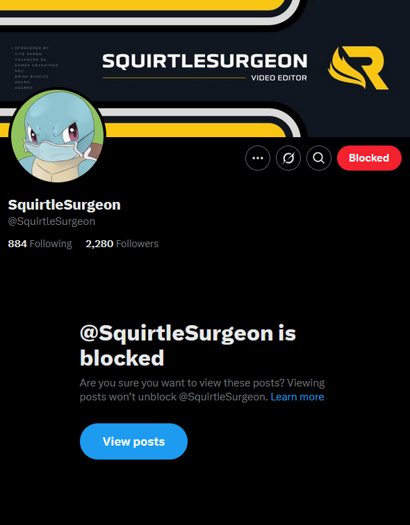 Got bled out by a huntress so I blocked squirtle