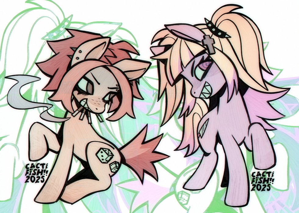 mine and <a href="/renacreeps/">♱‧₊˚. rena 🕸๋࣭ ⭑</a>'s lil characters as cartoon horses for her bday, YEAAAA