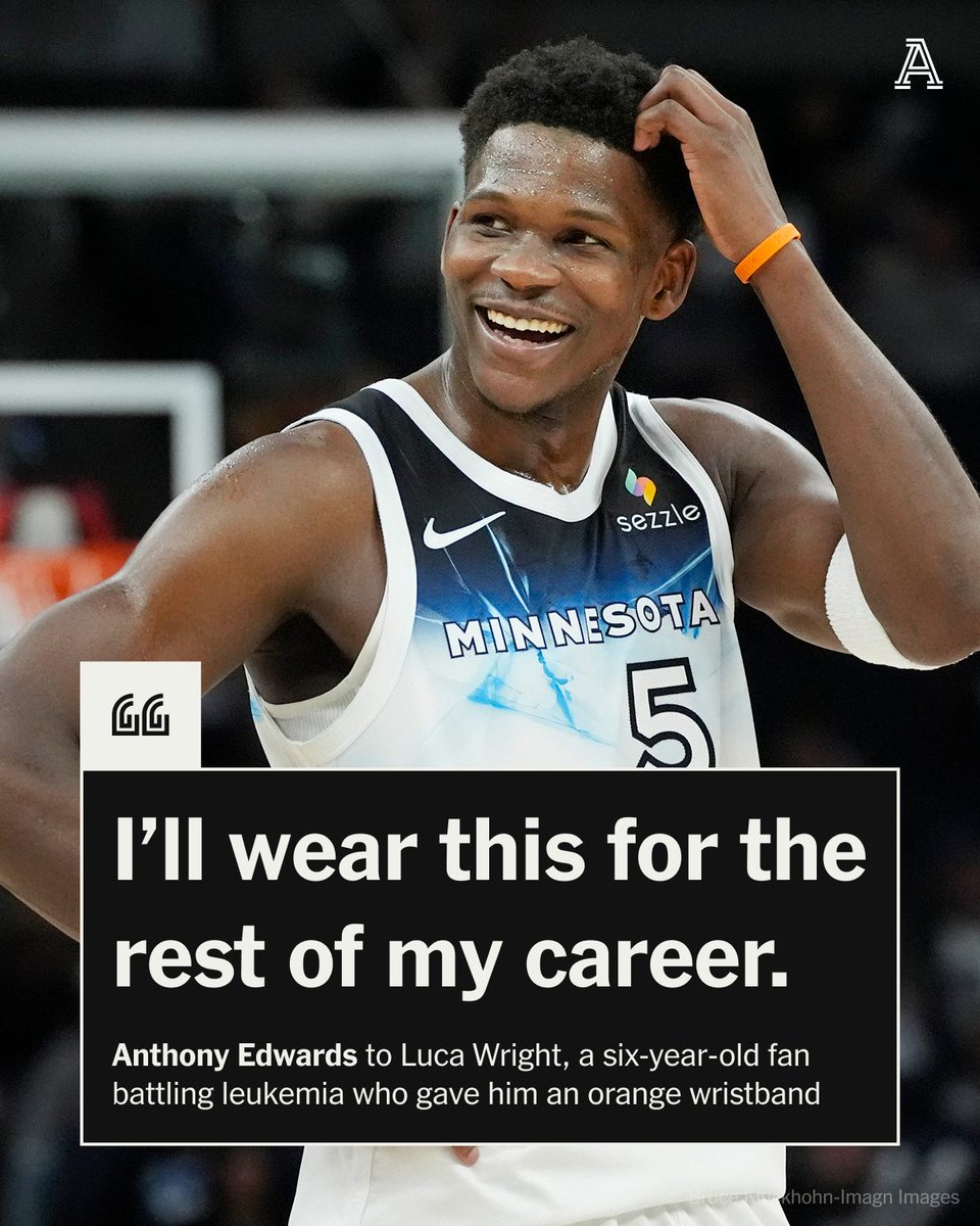 The Athletic (@theathletic) on Twitter photo An orange wristband has become more than just an accessory for Anthony Edwards.
It helped a struggling Timberwolves team find their groove. And it uplifted a young boy battling leukemia.
<a href="/JonKrawczynski/">Jon Krawczynski</a> has the story:
nytimes.com/athletic/63349… An orange wristband has become more than just an accessory for Anthony Edwards.
It helped a struggling Timberwolves team find their groove. And it uplifted a young boy battling leukemia.
<a href="/JonKrawczynski/">Jon Krawczynski</a> has the story:
nytimes.com/athletic/63349…