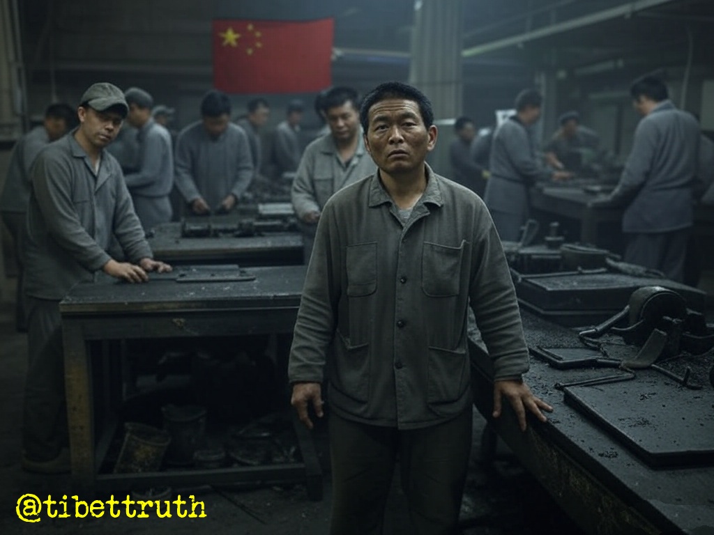 tibettruth's tweet photo. 🚫🧵 Tibetans are not workers by choice—they are prisoners in disguise. 🧑🏭🔒 Forced-labor fuels China’s regime. 🏭🔥 Stand against this injustice! 🚨📢 Each RT spreads the truth — let's expose these violations of freedom! ✊🌍 #FreeTibet #EndForcedLabor https://t.co/kNBewsYgfu