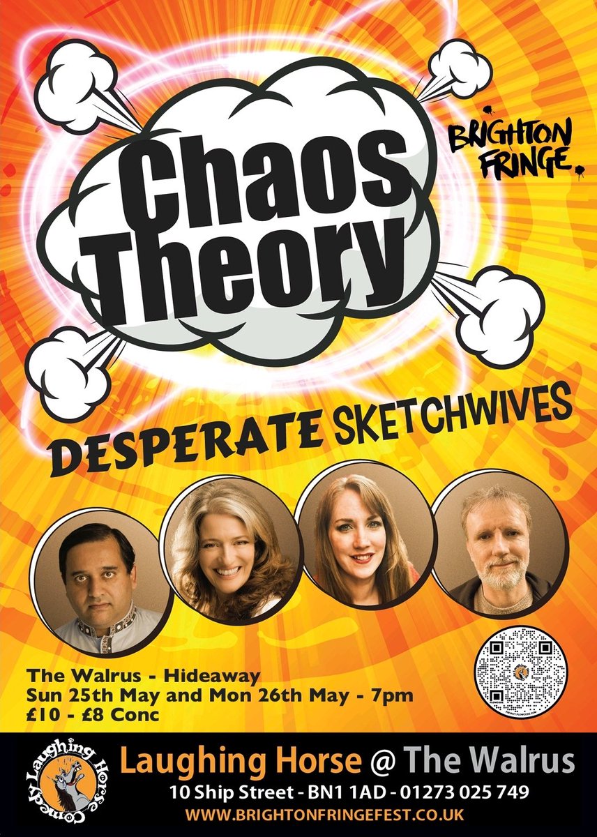 Chaos Theory (@chaos_theory_1) on Twitter photo Come see us TOMORROW & BANK HOLIDAY MONDAY in our new <a href="/chaos_theory_1/">Chaos Theory</a> show 'DESPERATE SKETCHWIVES' at <a href="/brightonfringe/">Brighton Fringe</a> with <a href="/lhcomedy/">Laughing Horse</a>. May 25th & 26th. 7pm.
🚨 BOOK NOW - LINK HERE🚨
brightonfringe.org/events/despera…
Or SCAN THE QR CODE on poster. Would love to see you there! 💖 Come see us TOMORROW & BANK HOLIDAY MONDAY in our new <a href="/chaos_theory_1/">Chaos Theory</a> show 'DESPERATE SKETCHWIVES' at <a href="/brightonfringe/">Brighton Fringe</a> with <a href="/lhcomedy/">Laughing Horse</a>. May 25th & 26th. 7pm.
🚨 BOOK NOW - LINK HERE🚨
brightonfringe.org/events/despera…
Or SCAN THE QR CODE on poster. Would love to see you there! 💖