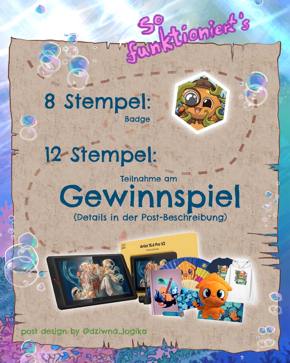 Besuche diese coolen Artists aus unserer Community auf der #DoKomi 2025 und sammle 12 Stempel! Diese coolen Gewinnspiel-Preise warten auf euch:

  1x XP-Pen Artist 15.6 Pro V2
  1x XXL ColorMari Merch Paket (im Wert von 175€)
 1x XL ColorMari Merch Paket (im Wert von 100€)