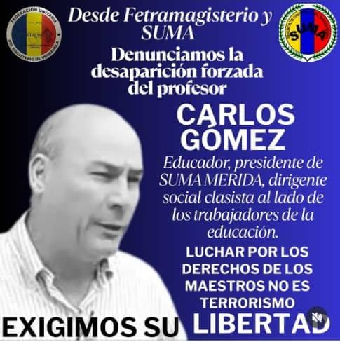 Víctor M Rodríguez 🇺🇾 (@convmro) on Twitter photo AHORA I Venezuela
Denuncian detención arbitraria del dirigente sindical Carlos Gómez en Mérida
Este 24 de mayo, la Central Unitaria de Trabajadores de Venezuela (<a href="/CUTV_Venezuela/">CUTV_venezuela</a>) y el Frente Nacional de Lucha de la Clase Trabajadora (<a href="/FNLCT/">Frente Nacional de Lucha de la Clase Trabajadora</a>) expresaron públicamente su repudio AHORA I Venezuela
Denuncian detención arbitraria del dirigente sindical Carlos Gómez en Mérida
Este 24 de mayo, la Central Unitaria de Trabajadores de Venezuela (<a href="/CUTV_Venezuela/">CUTV_venezuela</a>) y el Frente Nacional de Lucha de la Clase Trabajadora (<a href="/FNLCT/">Frente Nacional de Lucha de la Clase Trabajadora</a>) expresaron públicamente su repudio