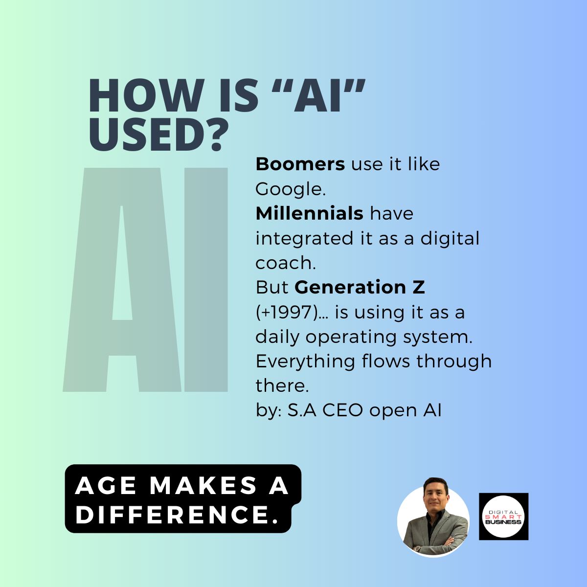 cómo usan la AI las generaciones, resumo un dato del CEO de OpenAI #NegociosDigitales #AI #DigitalBusiness