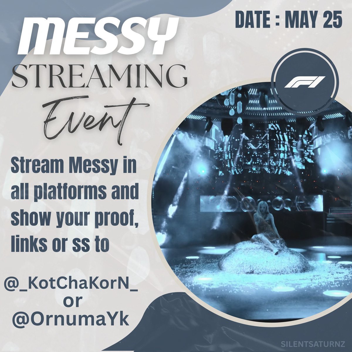 OrnumaYk's tweet image. 🚨 ROSÉ MESSY STREAMING BATTLE
It's another stream event for #MESSY! Join
It's @_KotChaKorN_ VS @OrnumaYk
for today's battle Stream MESSY on any platform and send proof using a streaming link or screenshot. U can use PLs the link on comment section
Let's go #Numberones &gt;&lt;
