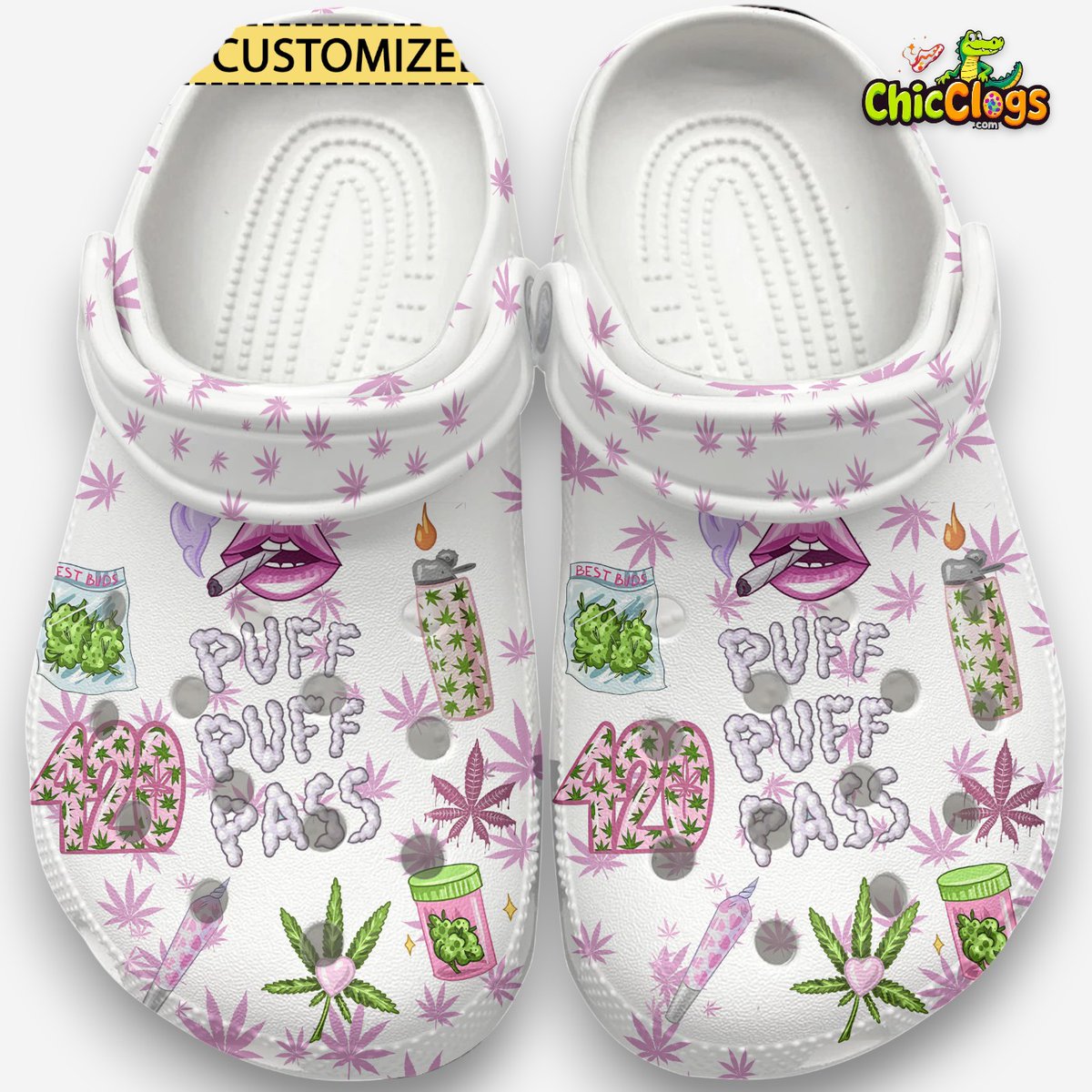 ChicClogs's tweet photo. Step up your shoe game with these cool Weed Artwork Classic Crocs! 🌿 Perfect for men, women, and kids. Get yours now: [https://t.co/QH6r5w2NVo] #cannabis #crocs #weedart #shoes #fashion #giftideas https://t.co/Kd8FKovuP3