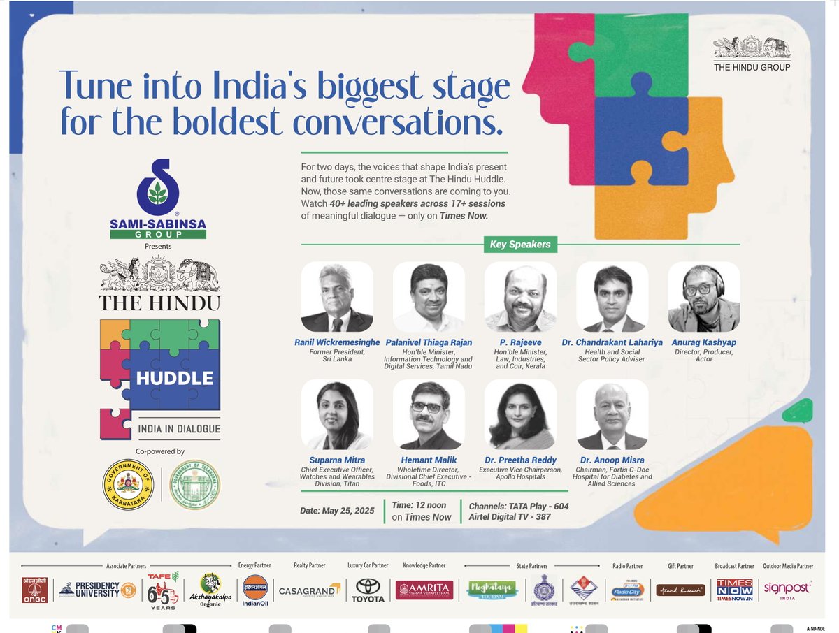 Chandrakant Lahariya (@drlahariya) on Twitter photo The Hindu Huddle
Selected conversations on <a href="/TimesNow/">TIMES NOW</a>
Watch at 12:00 noon; May 25, 2025
Health discussion at the biggest forum.
<a href="/DrLahariya/">Chandrakant Lahariya</a> <a href="/docanoopmisra/">anoop misra</a> <a href="/preethareddy28/">PreethaReddyOfficial</a> The Hindu Huddle
Selected conversations on <a href="/TimesNow/">TIMES NOW</a>
Watch at 12:00 noon; May 25, 2025
Health discussion at the biggest forum.
<a href="/DrLahariya/">Chandrakant Lahariya</a> <a href="/docanoopmisra/">anoop misra</a> <a href="/preethareddy28/">PreethaReddyOfficial</a>