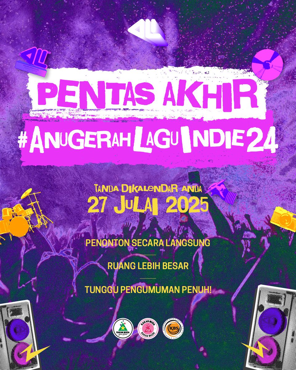 27 Julai, satu lagi sejarah baharu bakal dicatat dalam dunia muzik tempatan

Ayuh! Jadi sebahagian daripada saksi dengan menonton secara secara langsung

Tahun ini kami membuka ruang lebih besar kepada penonton. Lokasi penuh akan diumumkan tidak lama lagi

#AnugerahLaguIndie2024