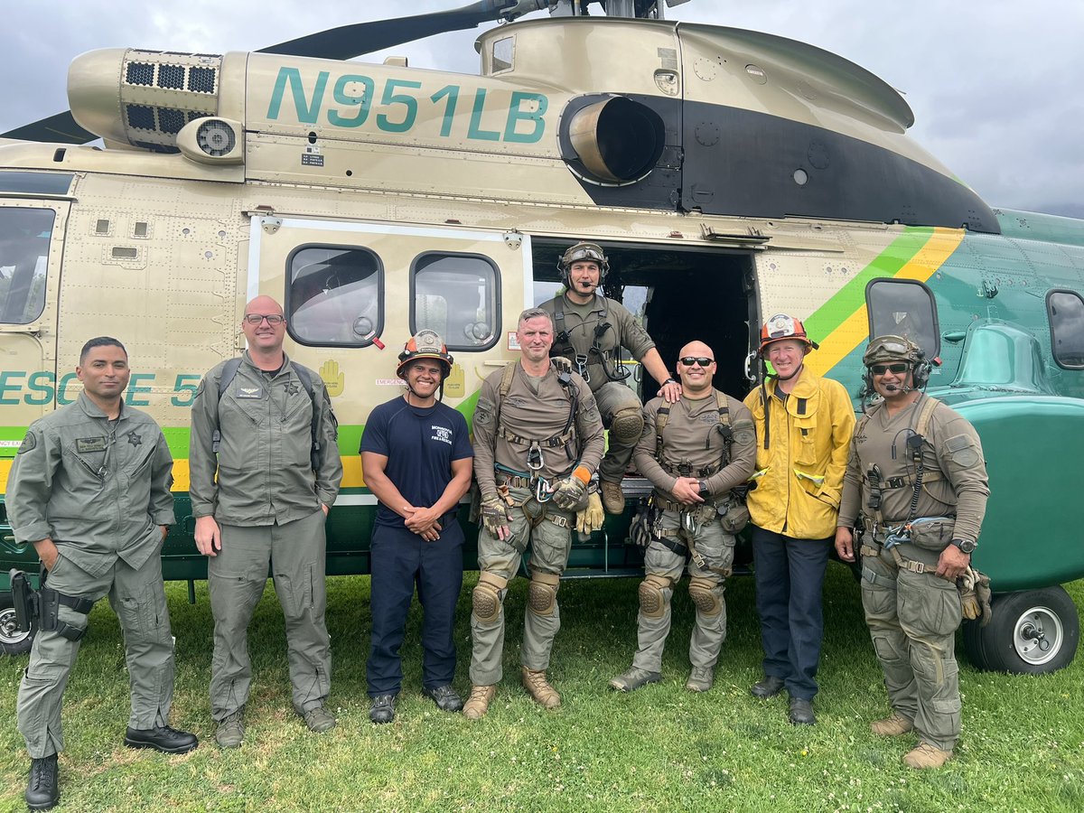 #LASD SEB tactical medics assisted Monrovia Fire Dept and Monrovia Police Dept with a hiker in distress -wilderness area above Monrovia. Patient was located and hoisted out to safety.
