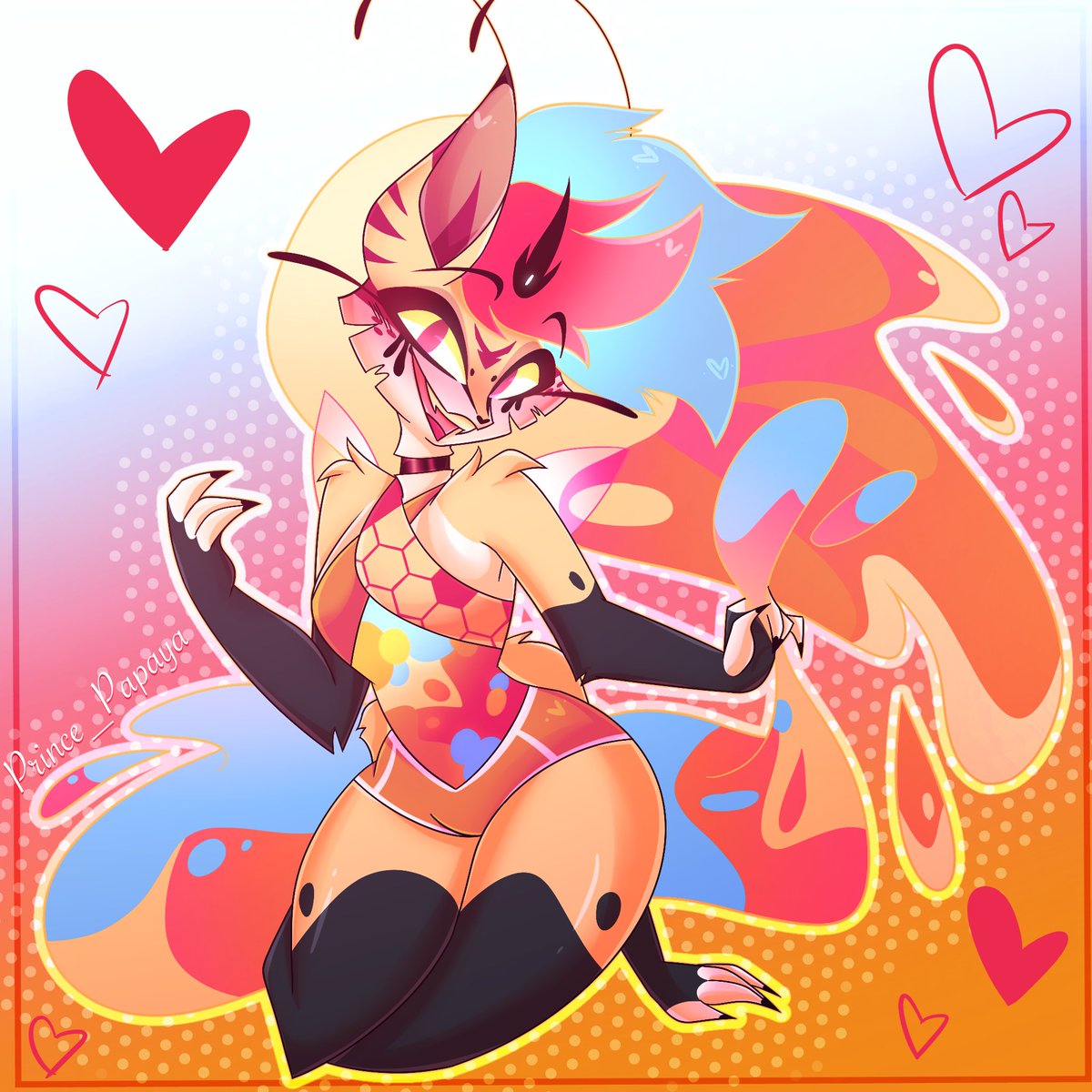 Bees summer attire🩷🧡

#helluvabossfanart