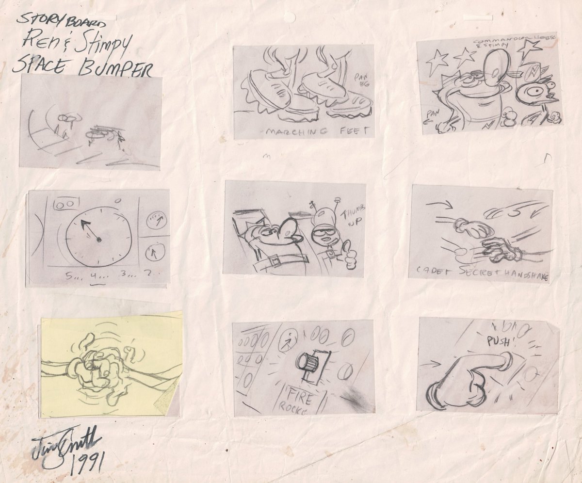 OwenWatson_'s tweet image. Storyboard for an unused R&S bumper by Jim Smith- dated 1991
