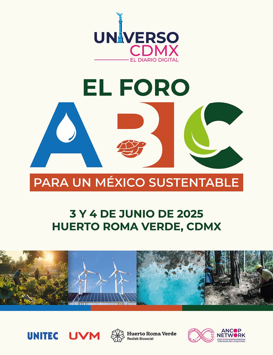 🌎 Este 3 y 4 de junio, el <a href="/ForoAbc/">ForoABC</a>  reunirá a especialistas, académicos, funcionarios y líderes de organizaciones en el 🌿 <a href="/HuertoRomaVerde/">RomaVerde</a>
Cada panel abordará temas cruciales para la sustentabilidad en México: agua, biodiversidad, energía, economía verde, océanos, residuos y