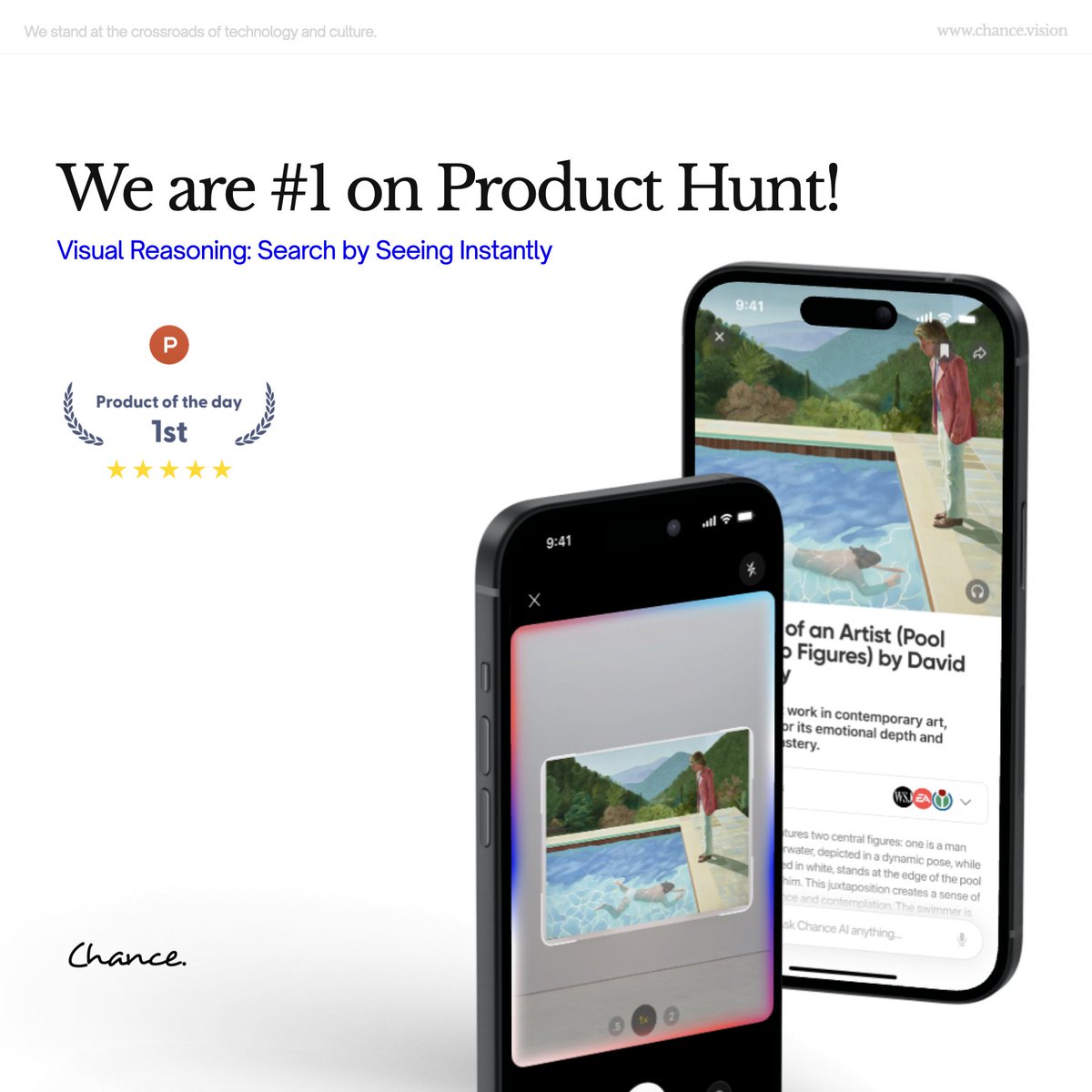 Chance_vision's tweet image. 🏆 #1 Product of the Day on Product Hunt!
Visual Reasoning by Chance AI has officially hit the top spot.
Built by our founder @xiz25 , Visual Reasoning shows you how those answers are derived. It makes AI thinking visible, helping users understand the why behind every visual…