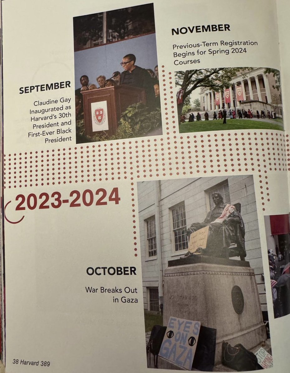 In the official Harvard 2025 Yearbook, the largest massacre of Jews since the Holocaust is simply labeled:

“October 2023: War Breaks Out in Gaza.”

As Harvard Chabad notes, this would be the equivalent of describing 9/11 as "War breaks out in Afghanistan."

I urge all employers: