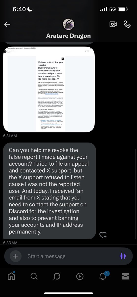 SubarukunUwu's tweet image. Yoooooo Someone messaged me saying they “accidentally reported” my account and told me to contact Discord support to avoid a ban.

It’s fake. Don’t fall for it.

✅ Don’t click links
✅ Don’t message anyone they send you to
🚫 Just block and report them

Be careful out there!