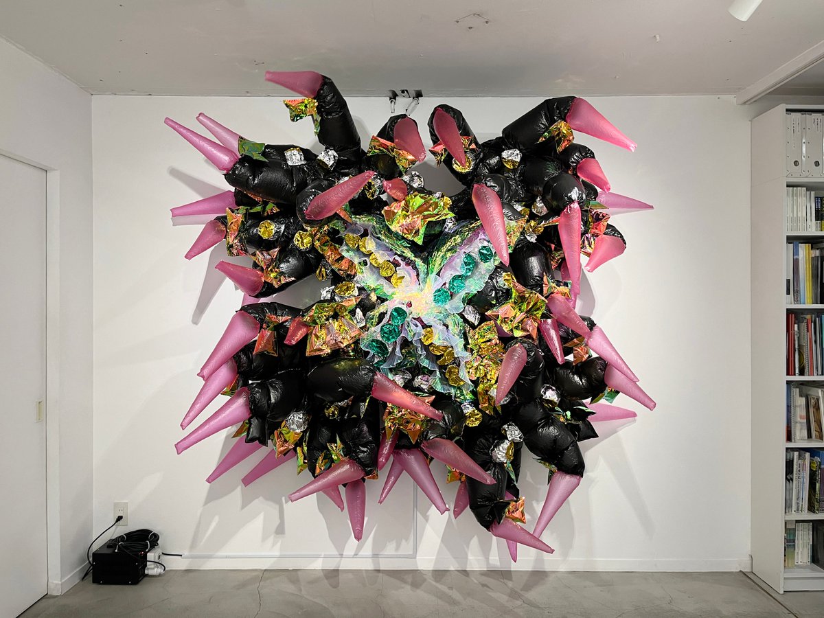 イ・ビョンチャン個展「アリの消失点」を代官山のアートフロントギャラリーで見た。ビニールで造形した怪物的姿形の巨大なウェアラブルオブジェクト。呼吸するように動き、歪んだフォルムを凹面鏡に映し出す。都市と身体、消費社会を表現した大型インスタレーション。韓国の作家。逸品揃い。6/1まで。