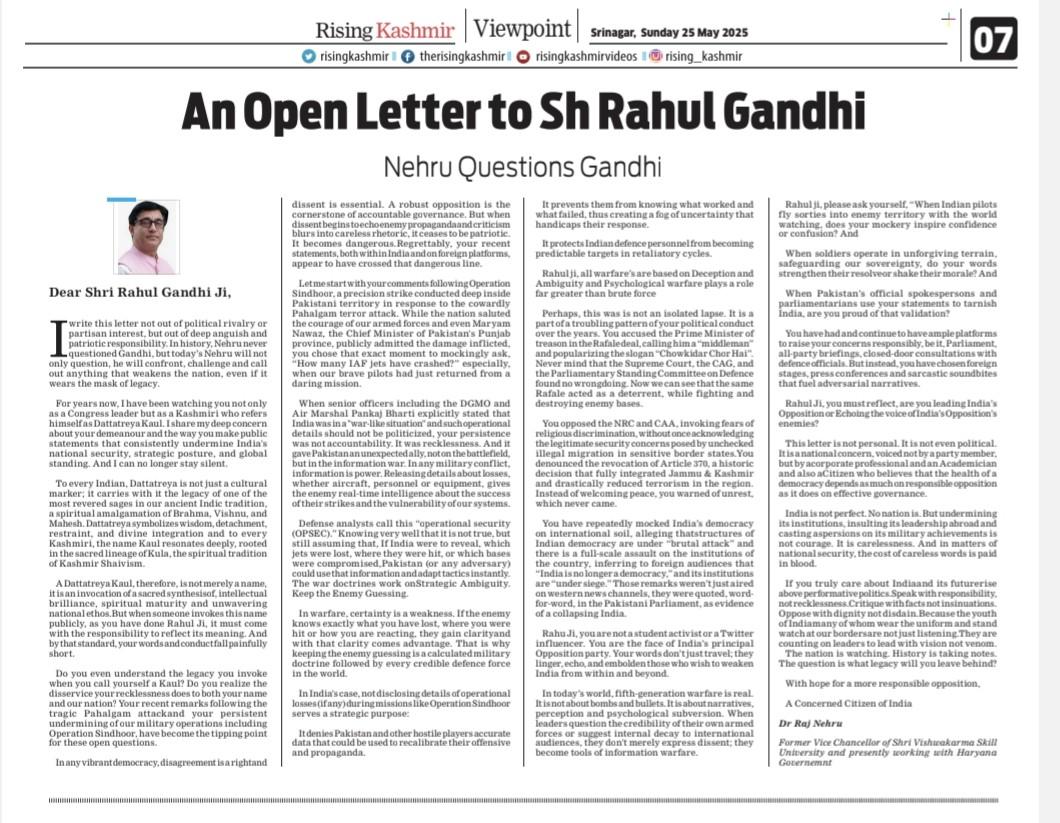 "Nehru Questions Gandhi"
Rahul Ji, you must reflect, are you leading India’s Opposition or Echoing the voice of India’s Opposition’s enemies?
<a href="/RahulGandhi/">Rahul Gandhi</a>
Read the full article, click below

rajnehru33.wordpress.com/2025/05/24/neh…