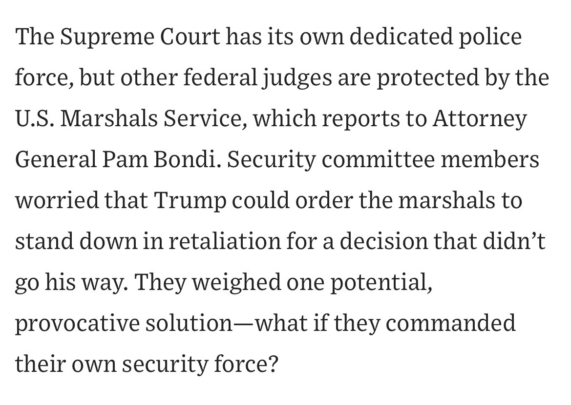 Argemino Barro (@argemino) on Twitter photo El aumento de las amenazas a los jueces de EEUU que bloquean las decisiones de Trump ha hecho que muchos se planteen contratar seguridad privada, ya que los U. S. Marshals, que se supone que están ahí para defenderlos, están a las órdenes del Dept. de Justicia- vía <a href="/WSJ/">The Wall Street Journal</a> El aumento de las amenazas a los jueces de EEUU que bloquean las decisiones de Trump ha hecho que muchos se planteen contratar seguridad privada, ya que los U. S. Marshals, que se supone que están ahí para defenderlos, están a las órdenes del Dept. de Justicia- vía <a href="/WSJ/">The Wall Street Journal</a>