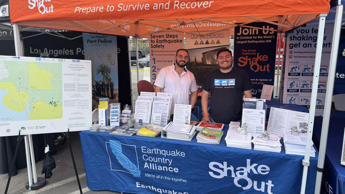 ECA's tweet image. We’re at #LAFleetWeek2025 with @Cal_OES - sharing #earthquake and #tsunami guidance from EarthquakeCountry.org, earthquake.ca.gov, and TsunamiZone.org!@SCEC @FEMA