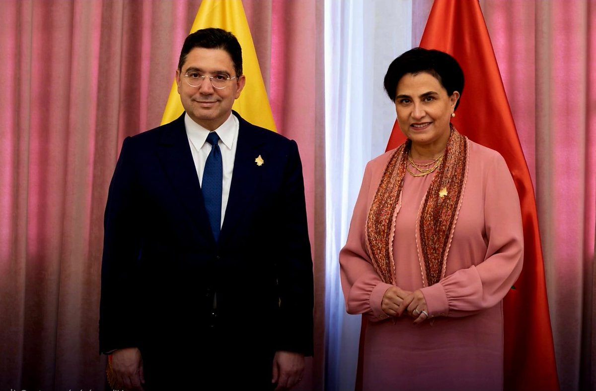 MarocDiplomatie's tweet photo. M. Nasser Bourita a tenu une séance de travail avec son homologue équatorienne, Mme Gabriela Sommerfeld, qui a annoncé l’ouverture prochaine de l’Ambassade de la République de l'Équateur à Rabat, la première représentation diplomatique de son pays au Maghreb https://t.co/9DXwGL6jwQ