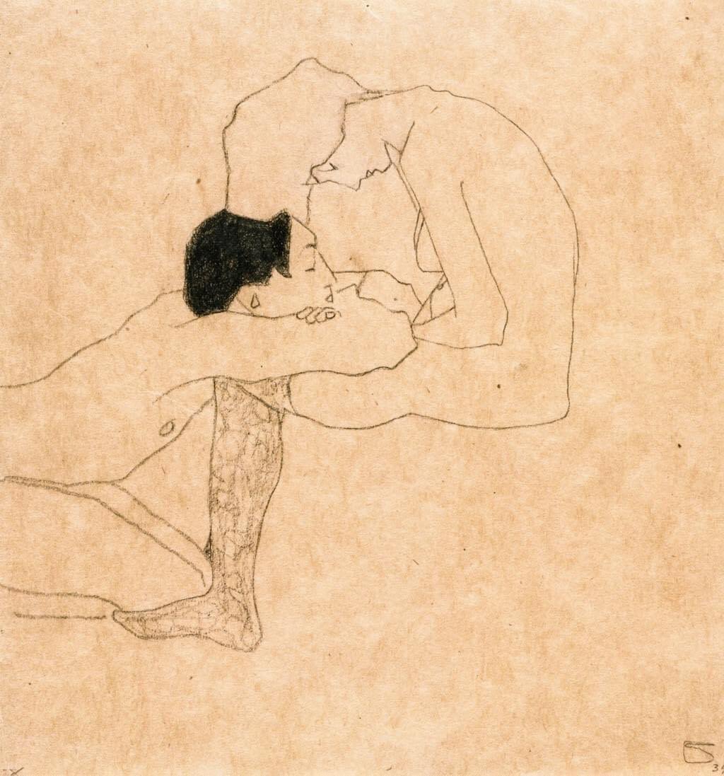 Lovers, c. 1909, by Egon Schiele