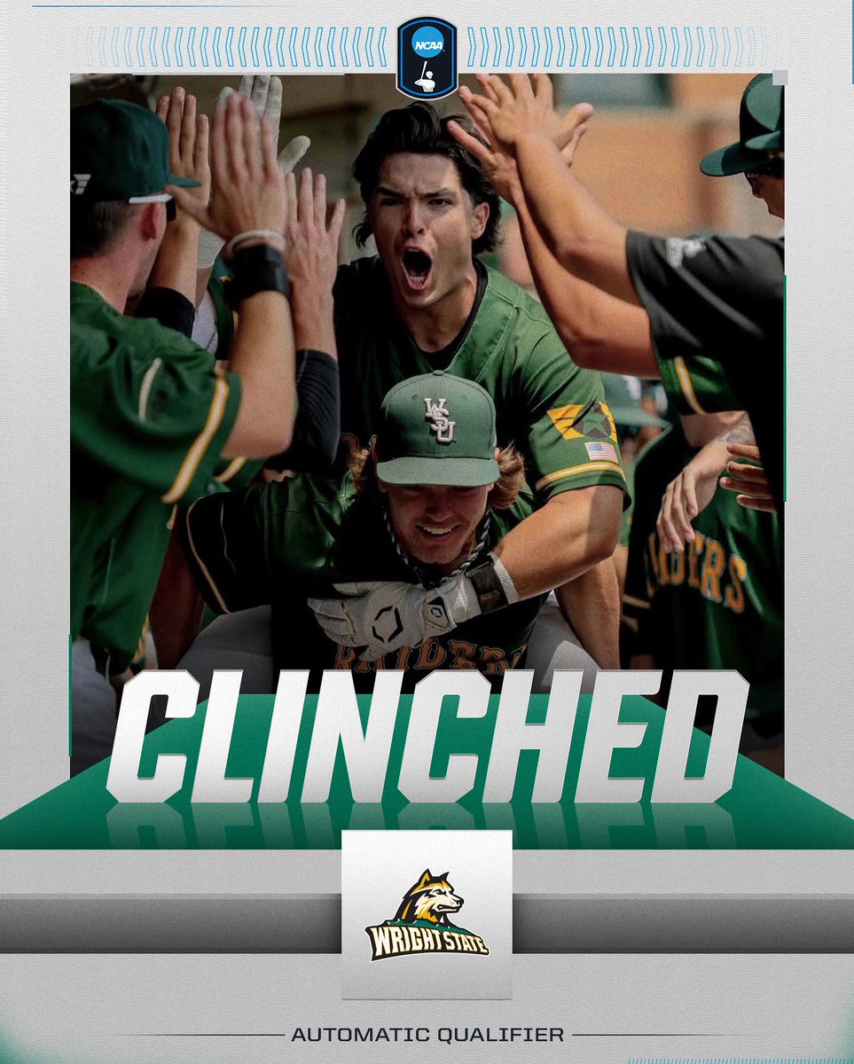 NCAA Baseball (@ncaabaseball) on Twitter photo πΊ CLINCHED πΊ
<a href="/WSURaidergang/">Wright State Baseball</a> defeats Milwaukee 2-0 to win the <a href="/HorizonLeague/">Horizon League</a> tournament and secure the AQ for the #RoadToOmaha.
#NCAABaseball πΊ CLINCHED πΊ
<a href="/WSURaidergang/">Wright State Baseball</a> defeats Milwaukee 2-0 to win the <a href="/HorizonLeague/">Horizon League</a> tournament and secure the AQ for the #RoadToOmaha.
#NCAABaseball