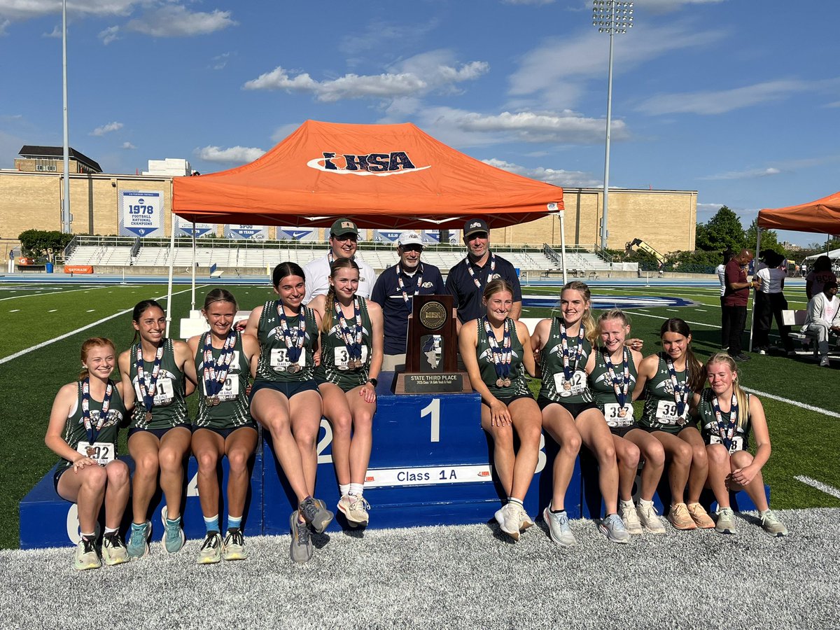 FMCHSAthletics's tweet image. Congratulations to the girls track team on a 3rd place finish at the IHSA State Finals!

Mia Range 4th in High Jump
Jane Cummins 8th in 3200M
Lilly Gilbertson 4th in 100M
Elena Rybak 1st in 800M-1A record
E. Rybak 1st in 1600M
L. Gilbertson 4th in 200M
L. Gilbertson 2nd in 400M