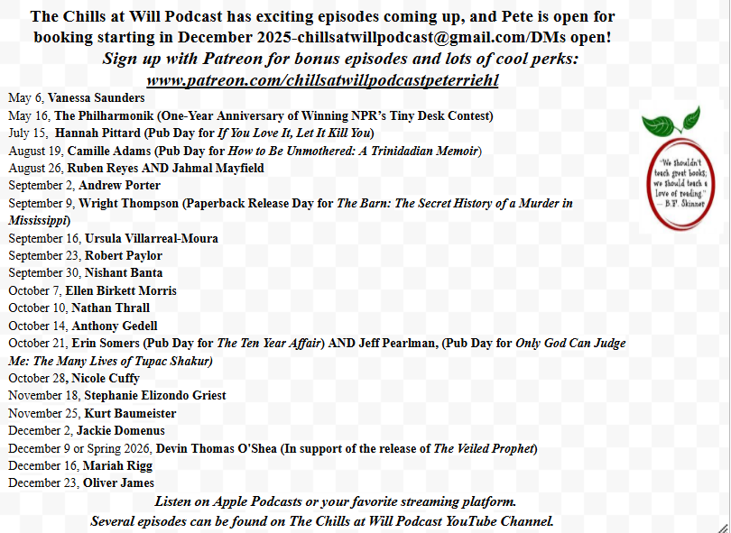 With a recording hiatus, Pete's counting up from Ep #1...the trailer, "The Chills at Will Podcast Trailer, Complete with the Most Beautiful Song in the World's History: podbean.com/eas/pb-b4sy5-d…

Listen to all episodes: podcasts.apple.com/us/podcast/the…

Patreon: patreon.com/c/chillsatwill…