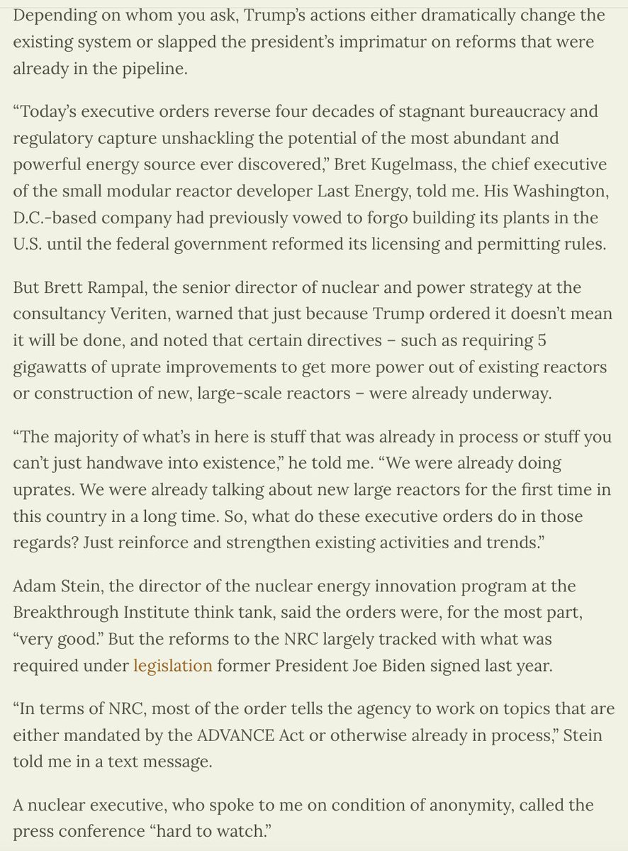 I spent the last day digging through Trump's four executive orders on nuclear power and put together a list of what I saw as the 13 most significant measures.

I tried to be as thorough as possible and got expert sources with varied perspectives on the record.