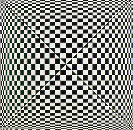 Hitsuono's tweet photo. @XorDev Here's an interesting twist ("Concreção 7959" by Luiz Sacilotto). Creating 4 regions w/ opposite colors creates these lines that balance the repetition and seem, at least to me, to shine a little https://t.co/N5AuIdKmVV