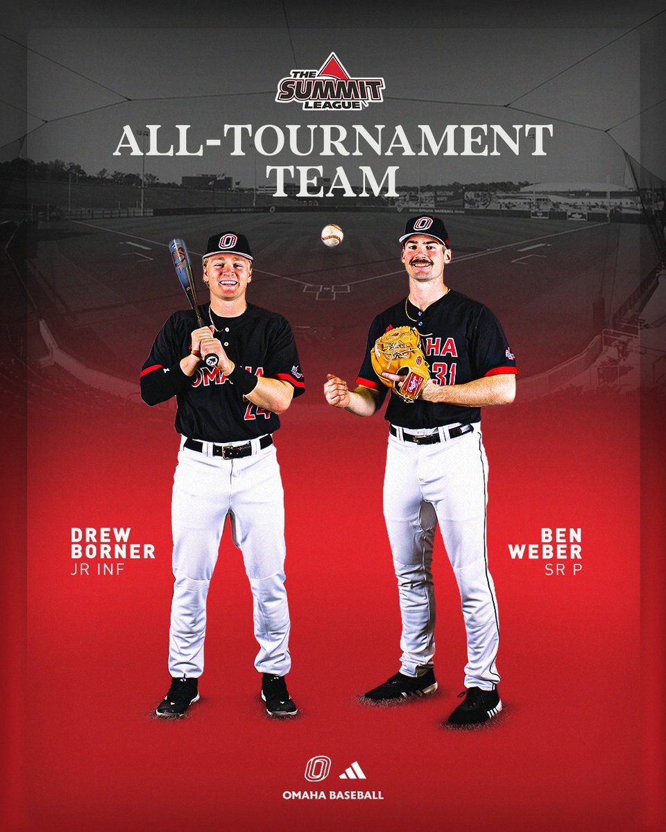 Omaha Baseball (@omahabsb) on Twitter photo Congratulations to Drew Borner and Ben Weber on being named to the 2025 <a href="/TheSummitLeague/">The Summit League</a> All-Tournament Team!๐ค
#GoMavs Congratulations to Drew Borner and Ben Weber on being named to the 2025 <a href="/TheSummitLeague/">The Summit League</a> All-Tournament Team!๐ค
#GoMavs