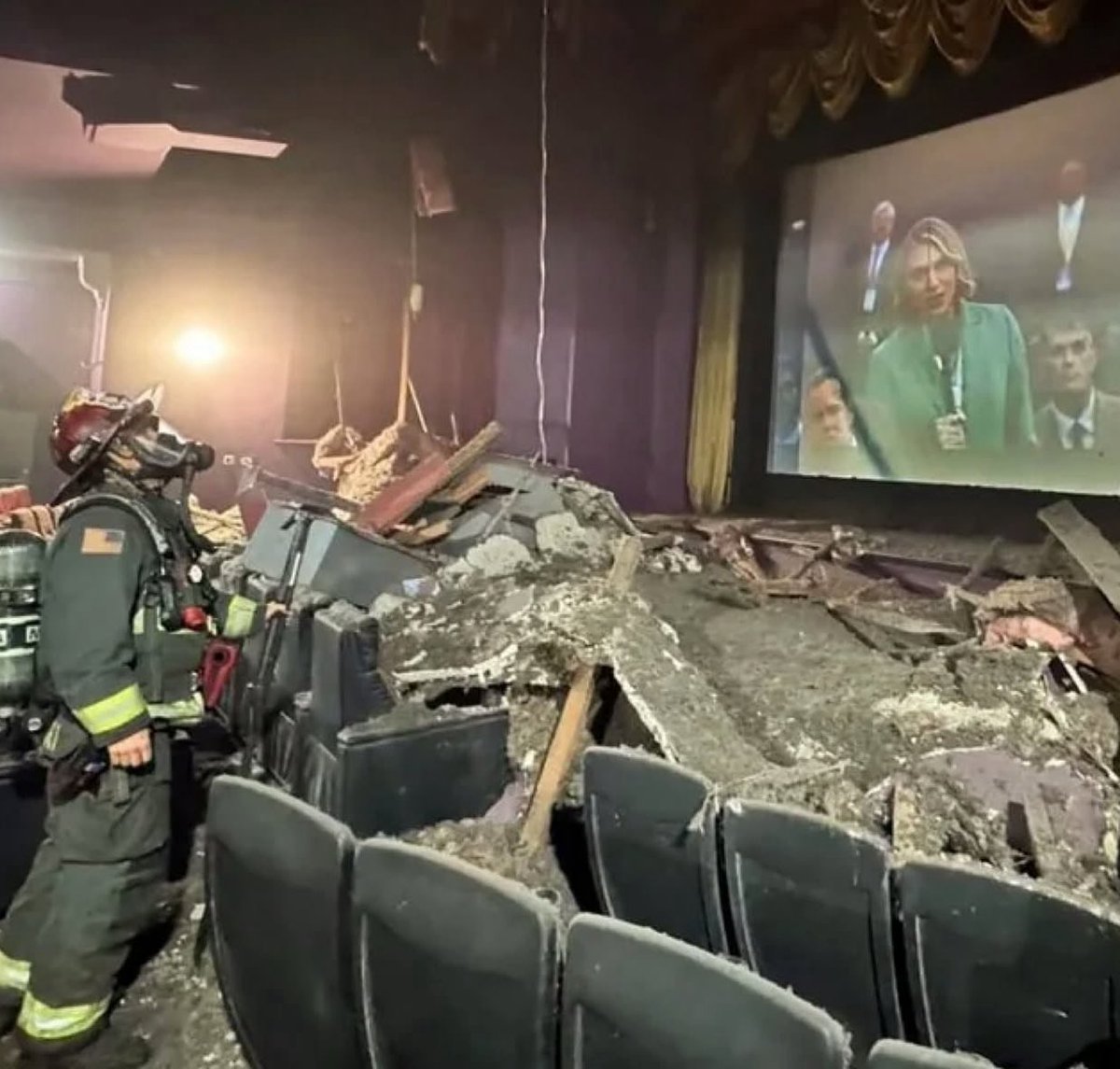 A theater ceiling reportedly collapsed on a woman watching Final Destination Bloodlines. 😳