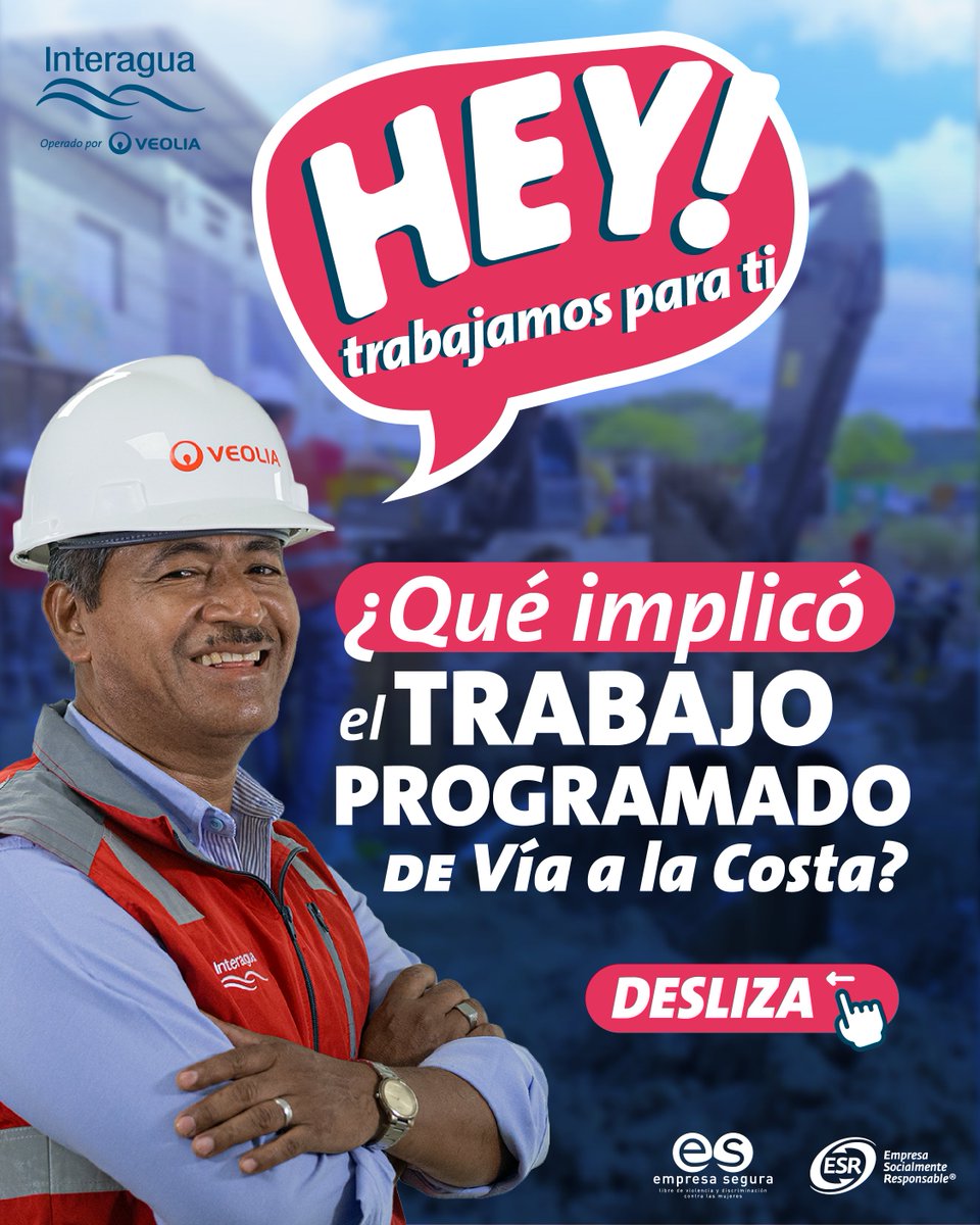 interagua's tweet photo. 🤔¿Sabes lo que implica realizar un #TrabajoProgramado?

💡 Realizar trabajos preventivos implica un gran operativo técnico y logístico 👷��todo por garantizar la continuidad de tu servicio.

¡Seguimos trabajando por ti! 🙌

#ElAguaDeLosGuayaquileños #Interagua #Guayaquil https://t.co/2rNMbjNdHI