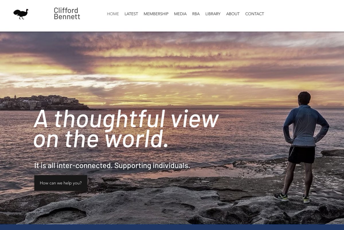 Start with free reports at cliffordbennett.com.au
A thoughtful view
on the world.
It is all inter-connected. Supporting individuals.
cliffordbennett.com.au