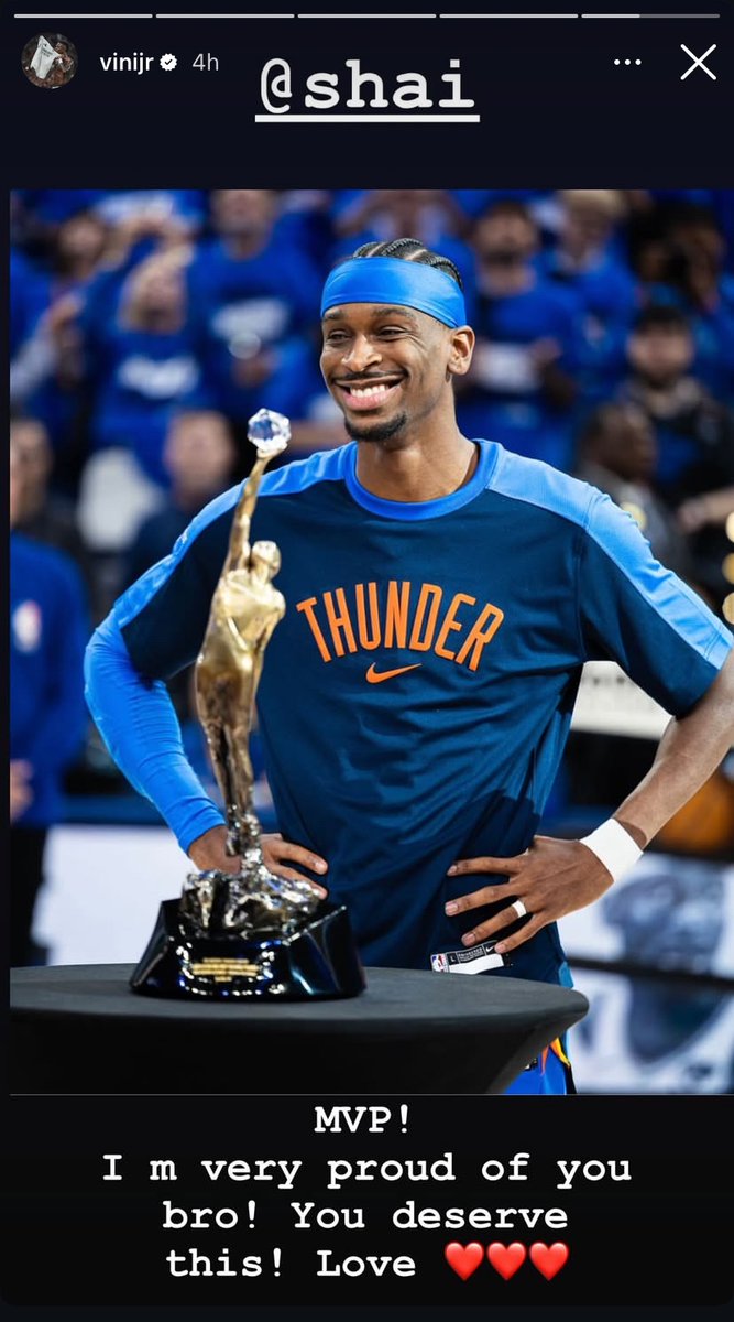 Vinícius Junior congratulates SGA on winning the NBA MVP award.