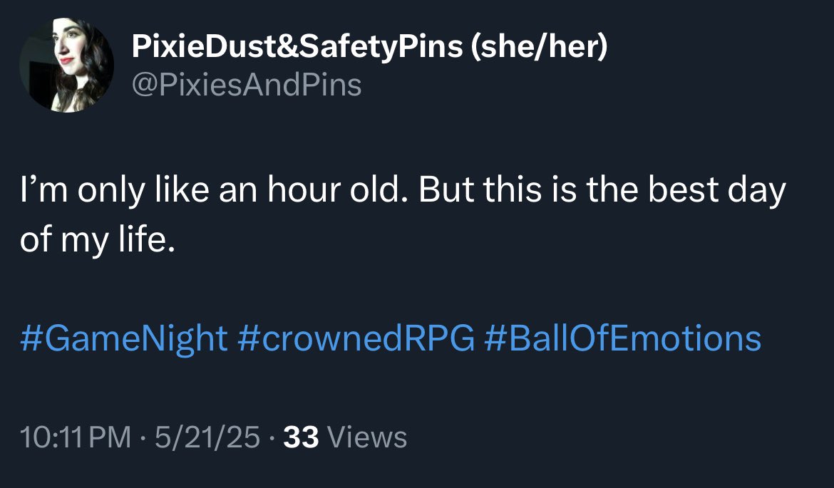 Formerly Feral Games π (@formerly_feral) on Twitter photo How it feels every time we play the Crowned.
#FFG #FormerlyFeralGames #crownedRPG
<a href="/PixiesAndPins/">PixieDust&SafetyPins (she/her)</a> How it feels every time we play the Crowned.
#FFG #FormerlyFeralGames #crownedRPG
<a href="/PixiesAndPins/">PixieDust&SafetyPins (she/her)</a>