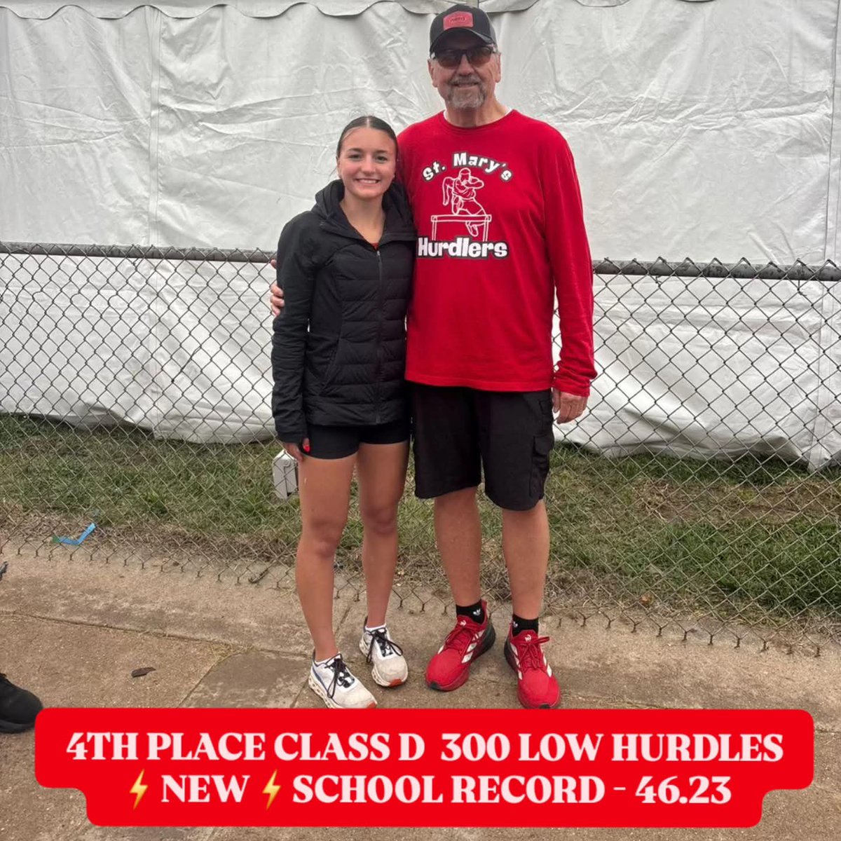 I am SO PROUD of what Bella accomplished this year in the 300 hurdles! She went from NEVER hurdling before to placing 4th at State &amp; breaking the St. Mary's school record! Thanks, Bella for working so hard in practice to master this new event!