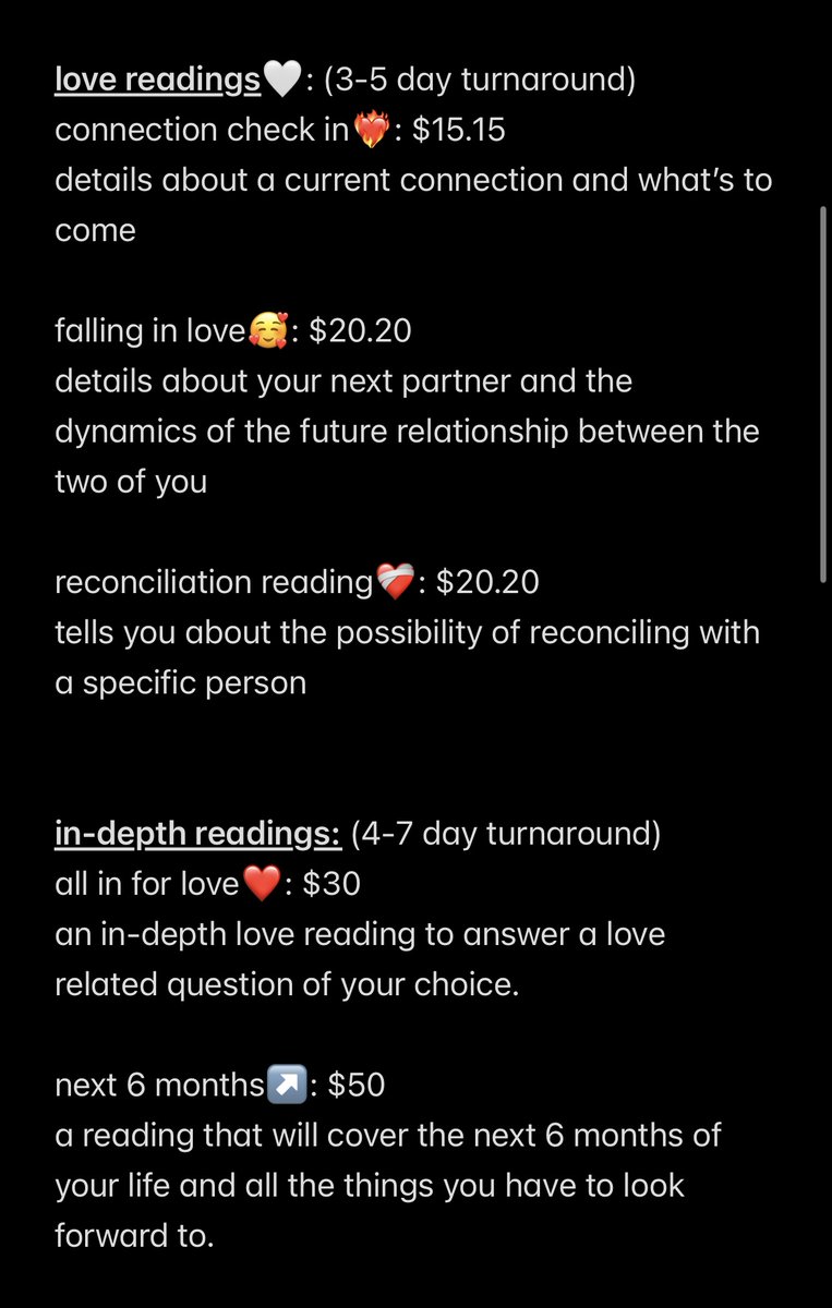 aaliyahscorp's tweet image. services to book now via dms and through link
rt & like this to spread now
same day reads are available with fee (must ask before booking same day)
other ways to book & payment methods:
linktr.ee/aaliyahscorp